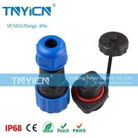 Montage sur panneau en plastique fileté SP SD16 bride M16 mâle femelle prise d'alimentation circulaire 3 broches IP68 connecteur étanche