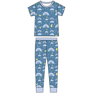 ชุดนอนเด็กอ่อนผ้าไผ่นุ่มคุณภาพสูง ชุดลำลองพิมพ์ลายเสื้อและกางเกงสำหรับเด็ก ชุดเสื้อผ้าเด็ก ชุดนอนเด็กวัยหัดเดิน - Product Image 1