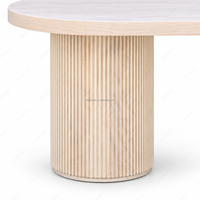 Bureau ovale blanc vintage français avec base à double piétement cannelé, table d'écriture pour bureau à domicile, idéal pour l'étude et l'espace de travail exécutif