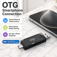 Lecteur de cartes USB C SD TF 2-en-1 compact et portable, adaptateur OTG pour smartphone, appareil photo, ordinateur portable - Vente en gros