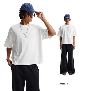 T-shirt Homme 100% Coton, Coupe Courte et Carrée, Épaules Tombantes, Grammage Lourd, Uni, Style Mode Urbain, Usage Quotidien - Product Image 2