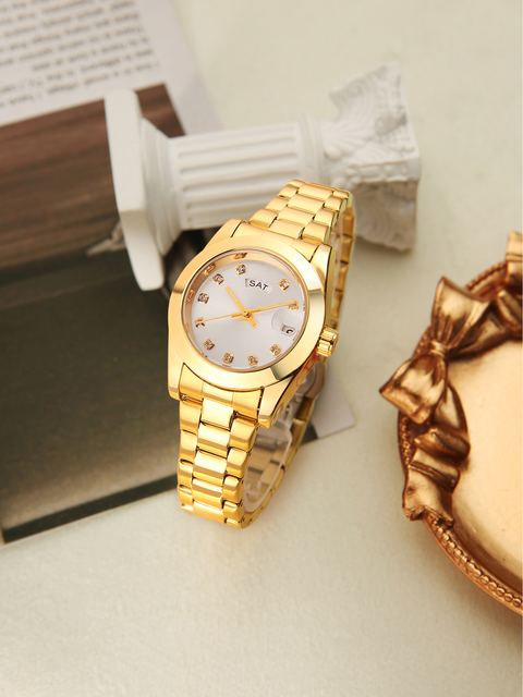 Elegant Exquisite Rhinestone Quartz Watches for Women Quartz Watch Women Fashion Gold Steel Bracelet