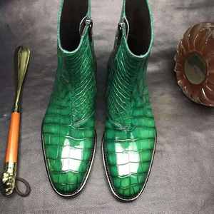 Chaussures vintage en cuir véritable pour <span class=keywords><strong>homme</strong></span>, bottines de luxe, de haute qualité, design crocodile - Product Image 2