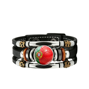 Bracelets drapeau américain en gros, bracelets patriotiques de football, bracelet en cuir PU tressé <span class=keywords><strong>pour</strong></span> hommes et femmes - Product Image 6