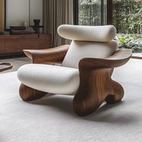 Fauteuil d'Appoint de Salon Rembourré en Mousse Haute Résilience. Fauteuil Scandinave Design. Cadre en Bois Massif, Vendu à l'Unité