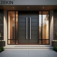 Porte d'entrée double en aluminium ZEKIN, porte en verre de luxe, antivol, porte d'entrée double extérieure, porte d'entrée double