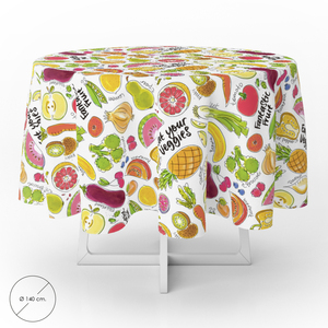 Coperta rotonda antimacchia O/ 140 cm. Frutti Fantasia - Product Image 1