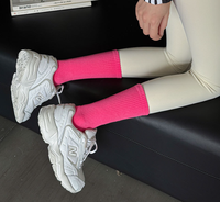 Chaussettes montantes côtelées pour femmes, épaisses, en tissu éponge, semelle rembourrée, colorées, unies, empilables, en coton doux, chaudes, pour le quotidien et les loisirs