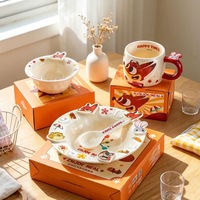 Série Zootopia Happy Hour : Assiettes, bols, tasses et cuillères en céramique de haute qualité, au design de dessins animés