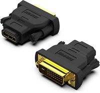 Adaptateur SYONG DVI vers HDMI, mâle vers femelle avec cordon plaqué or, lot de 2, convertisseur de port DVI-D bidirectionnel, connecteur 4K 1080P