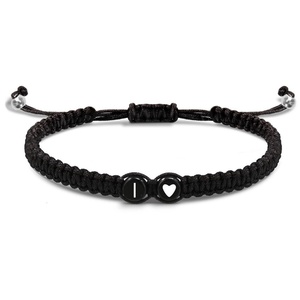 Pulsera con Iniciales Personalizadas, Nombre en Alfabeto Tejido, Ajustable, de Moda, para Parejas, de Hilo Negro, para Mujeres y Hombres - Product Image 4