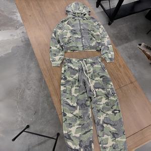 Conjunto Deportivo de Camuflaje Extra Grande, <span class=keywords><strong>Pantalones</strong></span> Cargo y Sudadera con Capucha y Cremallera, Ropa Deportiva Urbana para Hombre, Fabricante Personalizado - Product Image 6