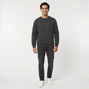 <b>Men</b> <b>Plain</b> Crewneck <b>Sweatshirt</b> with Minimalist Design <b>Men</b> Warm Fleece <b>Sweatshirt</b> for Outdoor Activities - Product Image 1