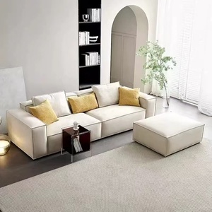 Divano Sezionale Moderno a Quattro Posti, Forma Rettangolare, Reclinabile e Regolabile, Set in Tessuto Tofu con Imbottitura in Spugna, Comfort per Soggiorno - Product Image 4