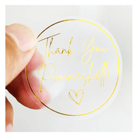Autocollants de mariage transparents personnalisés en feuille d'or, rouleau d'étiquettes de remerciement transparentes pour les cadeaux de fête et l'emballage de cadeaux
