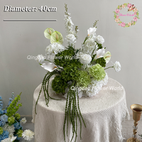 Nouvelles boules de fleurs artificielles en soie blanches et vertes, style réaliste, écologiques, pour décoration de table de mariage, demande en mariage, exposition, hall d'exposition