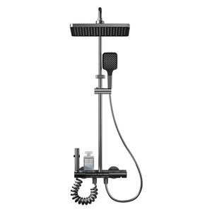 Piano Key Shower Set Rectangle Modern Wall <b>Mounted</b> Top <b>Spray</b> Bathroom Shower Head Complete Set - Product Image 1