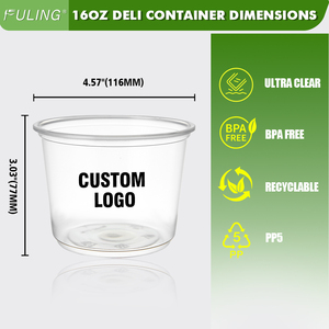 FULING Indonesia Factory 16 oz Fruit Vegetable Deli Contenedor de comida para llevar Desechable To-Go Ensaladera Taza Plástico Acai Bowls - Product Image 2