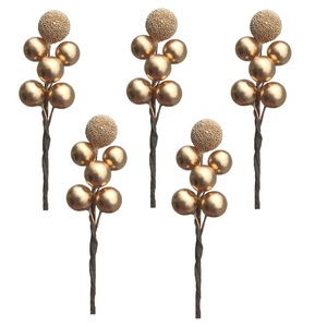 Cadena de cuentas de vidrio doradas y plateadas de 9 cm, decoración navideña de espuma, bayas de bayas de la bahía simuladas para caja de regalo de boda - Product Image 1
