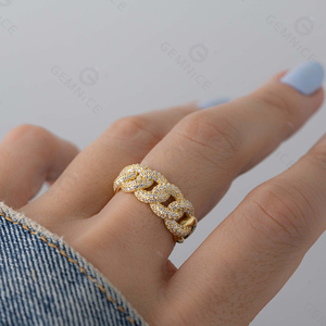 Gemnel 925 Sterling Silver High-end Modern Craft Design <b>Thick</b> Cuban Enamel Link <b>Ring</b> - Product Image 2