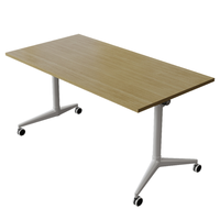 Table de conférence pliable minimaliste, table de formation mobile à plateau rabattable, roues verrouillables, bureau/salle de réunion, 120x40cm/47x16in