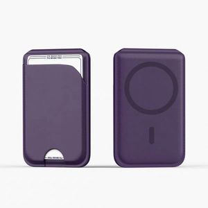 Cartera Magnética de Piel Sintética de Color Sólido para Tarjetas de Crédito y Pasaportes con Localizador AirTag y Carga Inalámbrica - Product Image 1