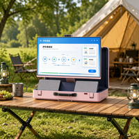Hub de divertissement portable 27 pouces, écran tactile Android 14, haut-parleurs doubles 45W, Wi-Fi Bluetooth, étui de transport pour divertissement