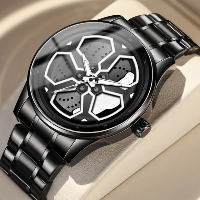 Manufacturer Personality Fashion Car Wheel Watch for Men Custom Logo Stainless Steel Band Men Sport Wristwatch Montre Pour Homme