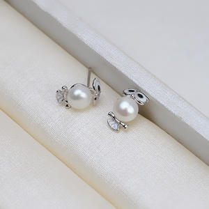 อุปกรณ์ตกแต่งต่างหูเงินแท้ S925 แบบ DIY สำหรับไข่มุก ขนาด 9-10 มม. ทรงกลม พร้อมฐานเปล่า 5712 ลายตาราง ชุดเครื่องประดับแฟชั่น - Product Image 4