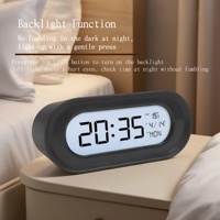 Multifunktionaler Digitaler LCD-Wecker mit Temperaturanzeige Hintergrundbeleuchtung Ein-Klick-Schlummerfunktion Stilvolles Ovales Design für Schreibtisch Schlafzimmer