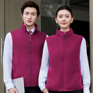 Chaleco de Forro Polar de Color Sólido, Forrado de Poliéster, Cálido, para Hombre, Uniforme de Trabajo, con Impresión de Logotipo Personalizado - Product Image 4