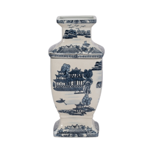 Vaso in ceramica blu e bianco, vaso decorativo in porcellana per soggiorno, decorazione per la casa, accessorio moderno da tavolo - Product Image 1