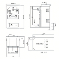 Prise d'alimentation AC14-F16 IEC C14 3 en 1 combinée avec interrupteur et porte-fusible, montage sur panneau, prise d'alimentation AC