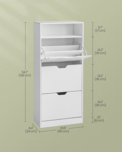 Armoire à chaussures <span class=keywords><strong>VASAGLE</strong></span> en MDF pour entrée, 4 niveaux, ultra-fine, armoire à chaussures rabattable, meubles de salon, étagère à chaussures - Product Image 6