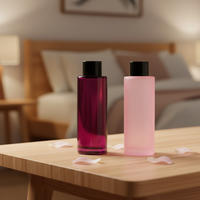Fuyun 100ml Flacon en verre à épaulement plat Bouchon à vis noir pour les soins de la peau Lotion Savon liquide Papier toilette Cylindre de petite quantité