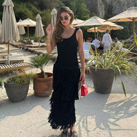 Tricoté gland conception été robe de soirée mode Sexy dos nu femmes fête réservoir longue robe