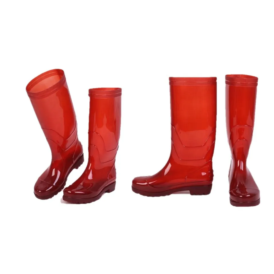 Pvc Imperméables À L'eau En Caoutchouc Portable Botte Peinte Talons Hauts Bottes de Pluie Femme