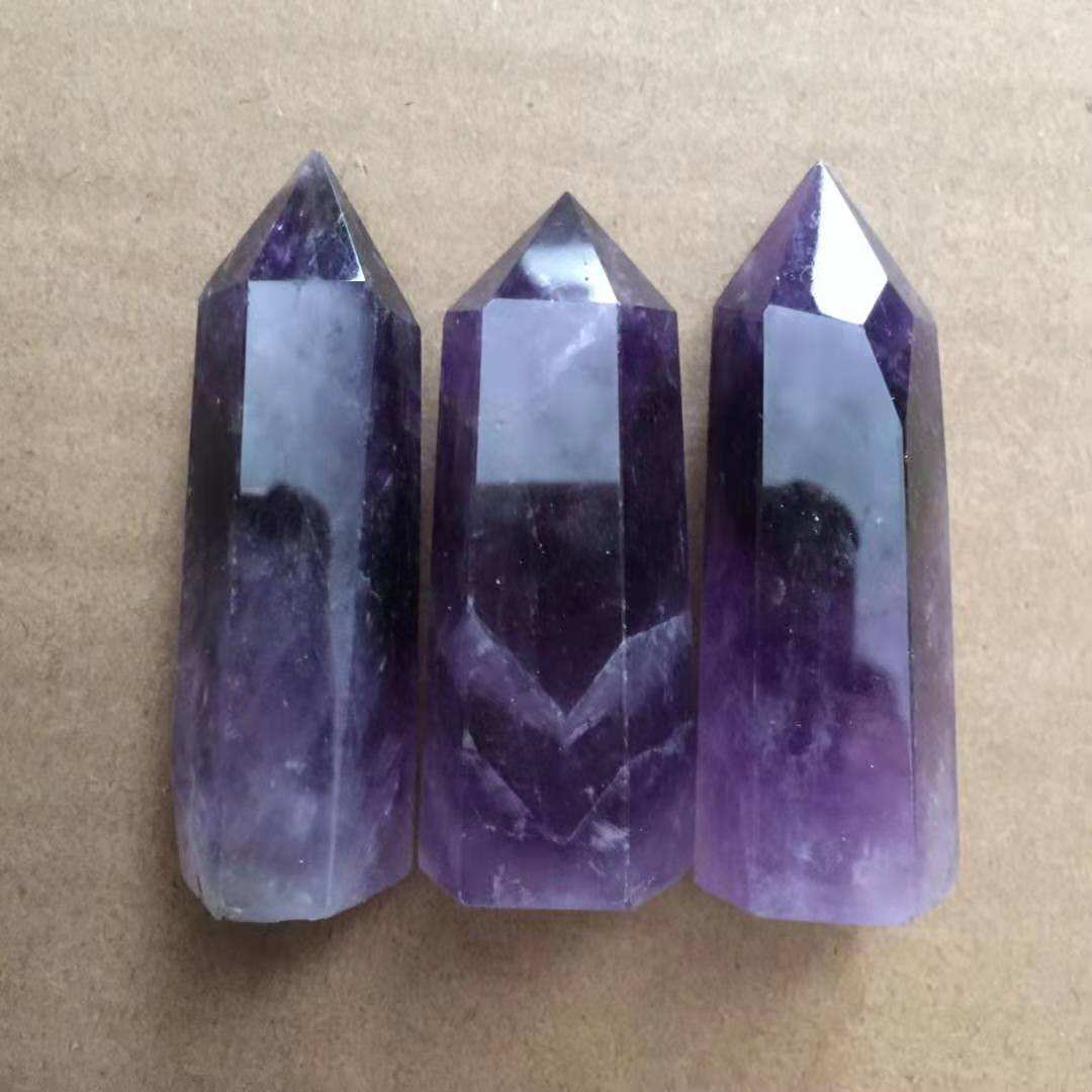 4/5/6/7/8/9/10cm天然水晶石英石アメジスト六角柱装飾品水晶石砂利六角