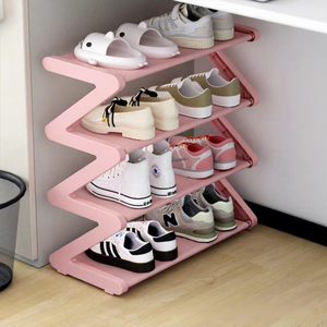 Creative Z-shaped Plastic Modern <b>Shoe</b> <b>Rack</b> Home Furniture Foldable Multi-Layer Assembly Simple <b>Storage</b> Solution - Product Image 3