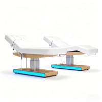 Table de massage électrique portable et réglable à 4 moteurs, double colonne dorée en acier inoxydable, pour salon de beauté et spa des cils, luxe moderne