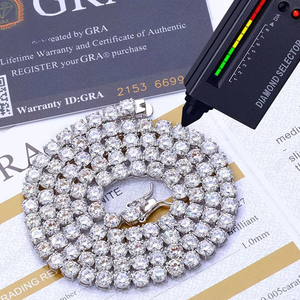 <span class=keywords><strong>Collana</strong></span> Tennis e Bracciale VVS Iced Out in Argento Sterling 925, Gioielli Raffinati con Diamanti, Stile Hip Hop, <span class=keywords><strong>Collana</strong></span> da <span class=keywords><strong>Uomo</strong></span> - Product Image 1