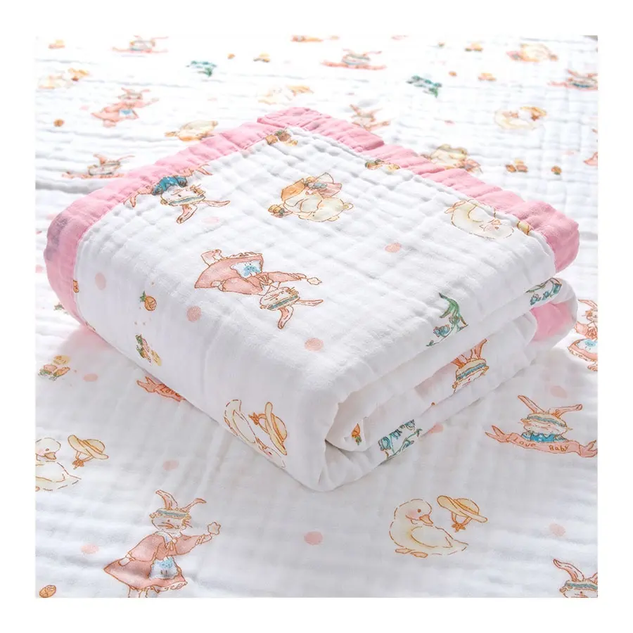 Cute Pattern Customized Digital Printed Soft Infant Wraps Baby Muslin Swaddle Blanket