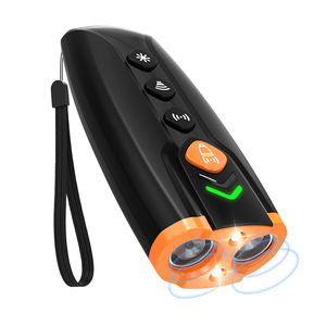 เครื่องไล่สุนัขแบบอัลตราโซนิกแบบพกพา เครื่องหยุดเห่าแบบมือถือสำหรับฝึกสัตว์เลี้ยง พร้อมไฟ LED และระบบควบคุมเสียง สีส้ม-ดำ - Product Image 5