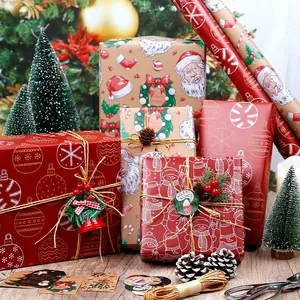 Papel de Regalo Navideño con Diseños Variados, Papel Kraft Recubierto con Dibujos Animados Festivos para Regalos Infantiles y Regalos Navideños - Product Image 4