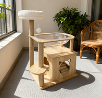 Meow Star Arbre à chat classique moderne avec des matériaux en bois et en lin