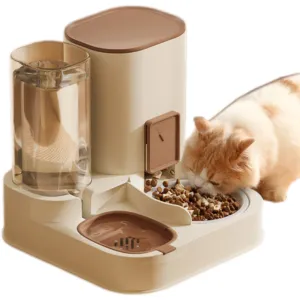 2 in 1 대용량 플라스틱 애완 동물 사료 및 급수 그릇이있는 고양이와 개 물 디스펜서