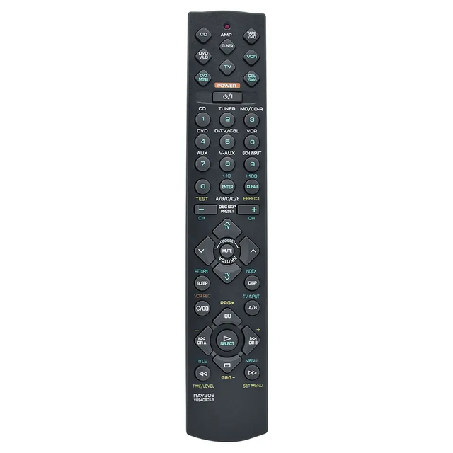 RAV206 OEM Brand Replacement Fixed Code Plastic Remote Control (Black 2 AAA Battery Infrared) for Yamaha RXV495/RXV420 AV