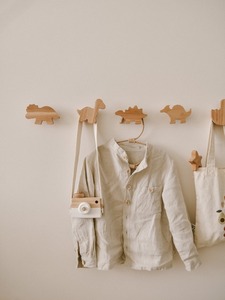 Crochets muraux et porte-manteau pour enfants décor de pépinière <span class=keywords><strong>dinosaure</strong></span> finition laquée en bois pour garçons filles chambre de bébé cadeau de douche de bébé - Product Image 2