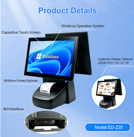 EDOO Terminal Punto de Venta Todo en Uno con Pantalla Táctil de 15.6 Pulgadas, Windows, Caja Registradora Fuera de Línea con Lector de Tarjetas para Restaurante, Tienda Minorista
