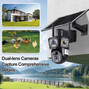 Telecamera PTZ Solare Wireless con 3 Obiettivi, Sicurezza Esterna WiFi, Telecamera CCTV Solare con Scheda SIM 4G - Product Image 3